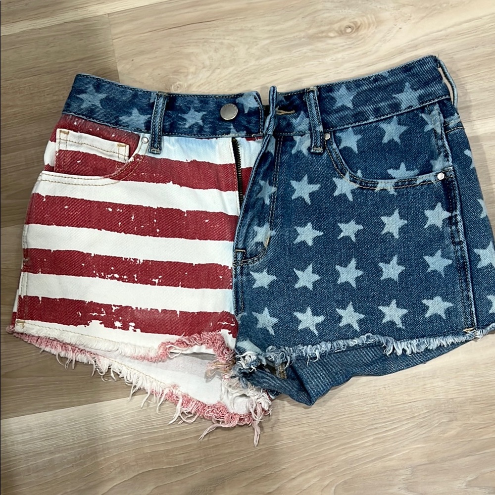 American Flag Denim Shorts